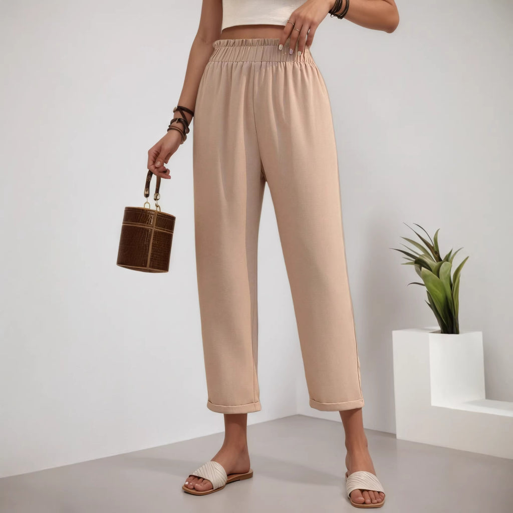 Casual Pants Women Spring Summer Women's Plus Size Women's Clothing Office Pleated High Waist Straight-Leg Pants