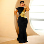 Color Contrast Bronzing Slim Dress