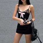 Women's Black Lace Top and Skirt Two-Piece Set