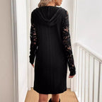 Lace Patchwork Hoodie Dress