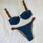 Faux Denim One-piece Swimwear