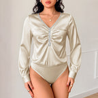 Commuting Elegant Jumpsuit Autumn Long Sleeve Sequined V