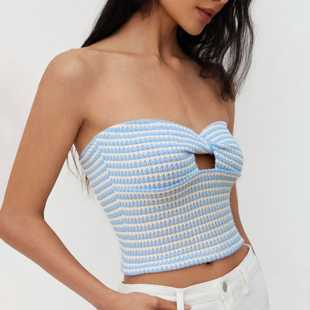 Women's Women’s Multicolor Striped Twist Cutout Corset Crop Top