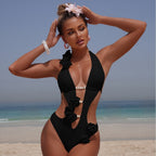 Solid Color One-piece Swimwear