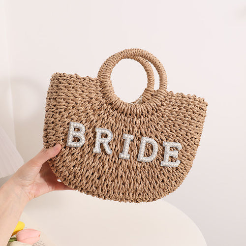 Women's Semicircle Straw Handbag