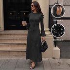 Women's Polka-Dot Backless Lace-Up Maxi Dress