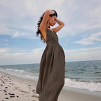 Women's Cotton V-Neck Maxi Dress