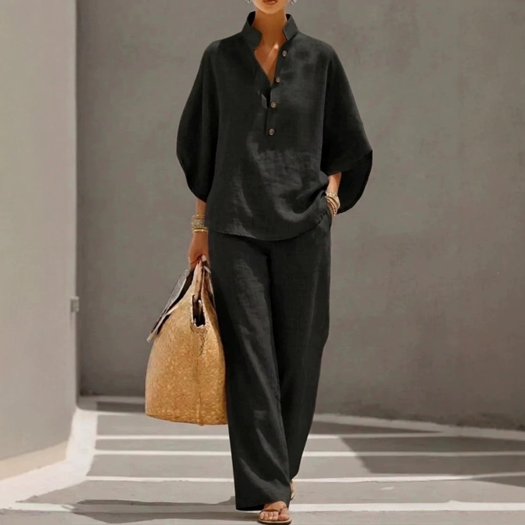 Women's Casual Shirt & Trousers Two-Piece Set