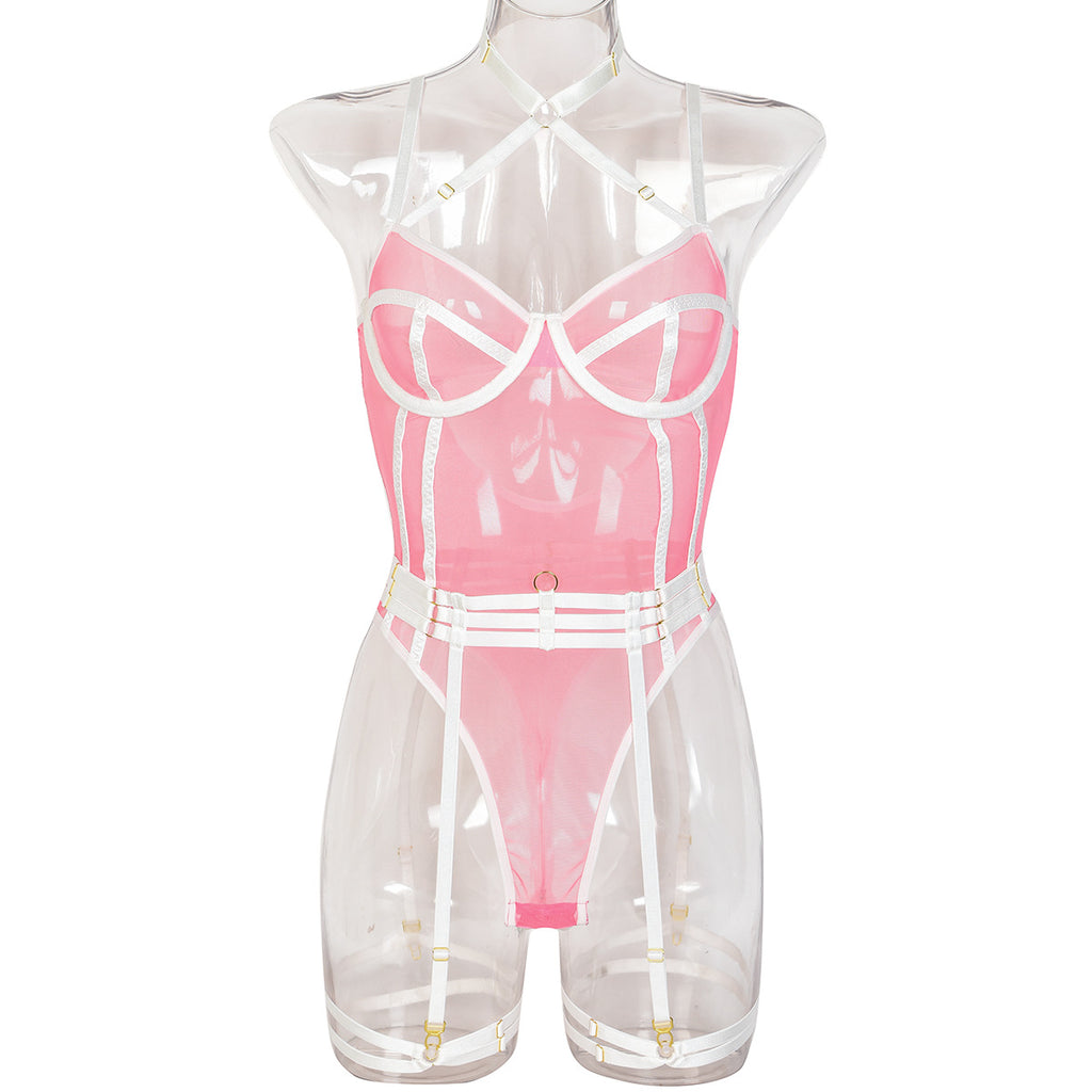 Light Pink Net White Belt