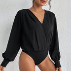 Jumpsuit Skinny V Neck Long Sleeve Solid Color Jumpsuit