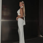 V-Neck Halter Top & Skirt Set