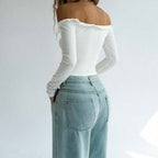 Off Shoulder T shirt off Shoulder Slim Fit Crop Top Women