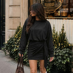 Waist-Tie Long-Sleeve Mini Dress