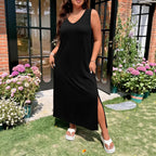 Women's Plus Size V-Neck Knit Maxi Dress