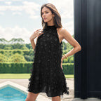 Women's Summer Organza Loose Babydoll Dress Non Halter Floral Decorative Dress