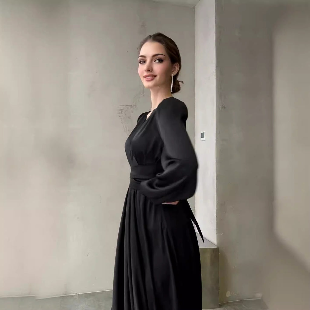 Lace-Up Pleated Waist Dress