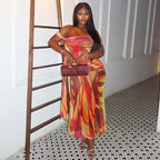 Women's Pleated Off-Shoulder Maxi Dress