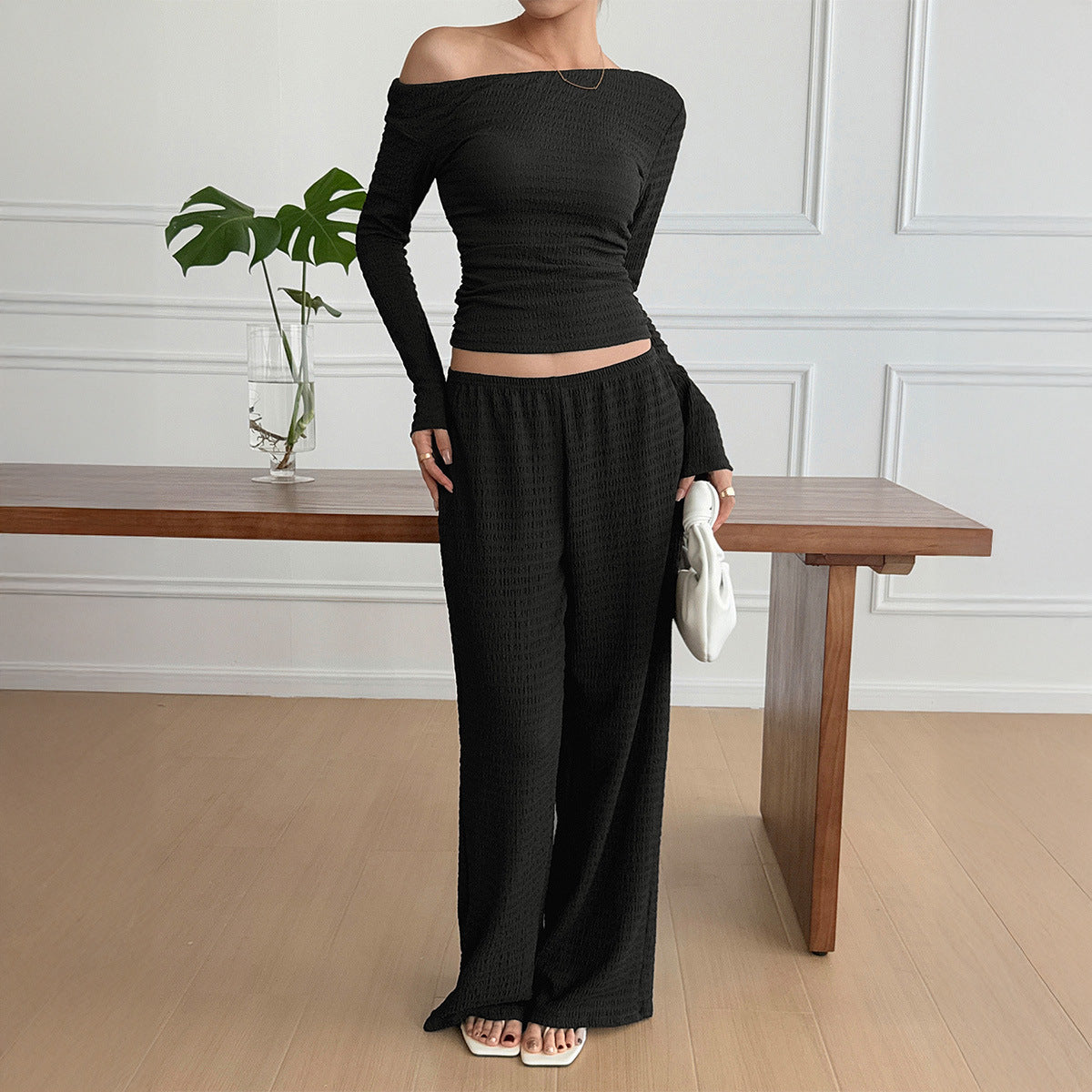 Casual Long-Sleeve Vest Pants Two-Piece Set
