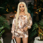 Women's Leopard Print Off-Shoulder Slim Dress