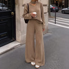 Women's Draped Wide-Leg Pants and Knit Top Set