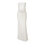 Mesh Stitching Dress Summer Off-Neck Strapless
