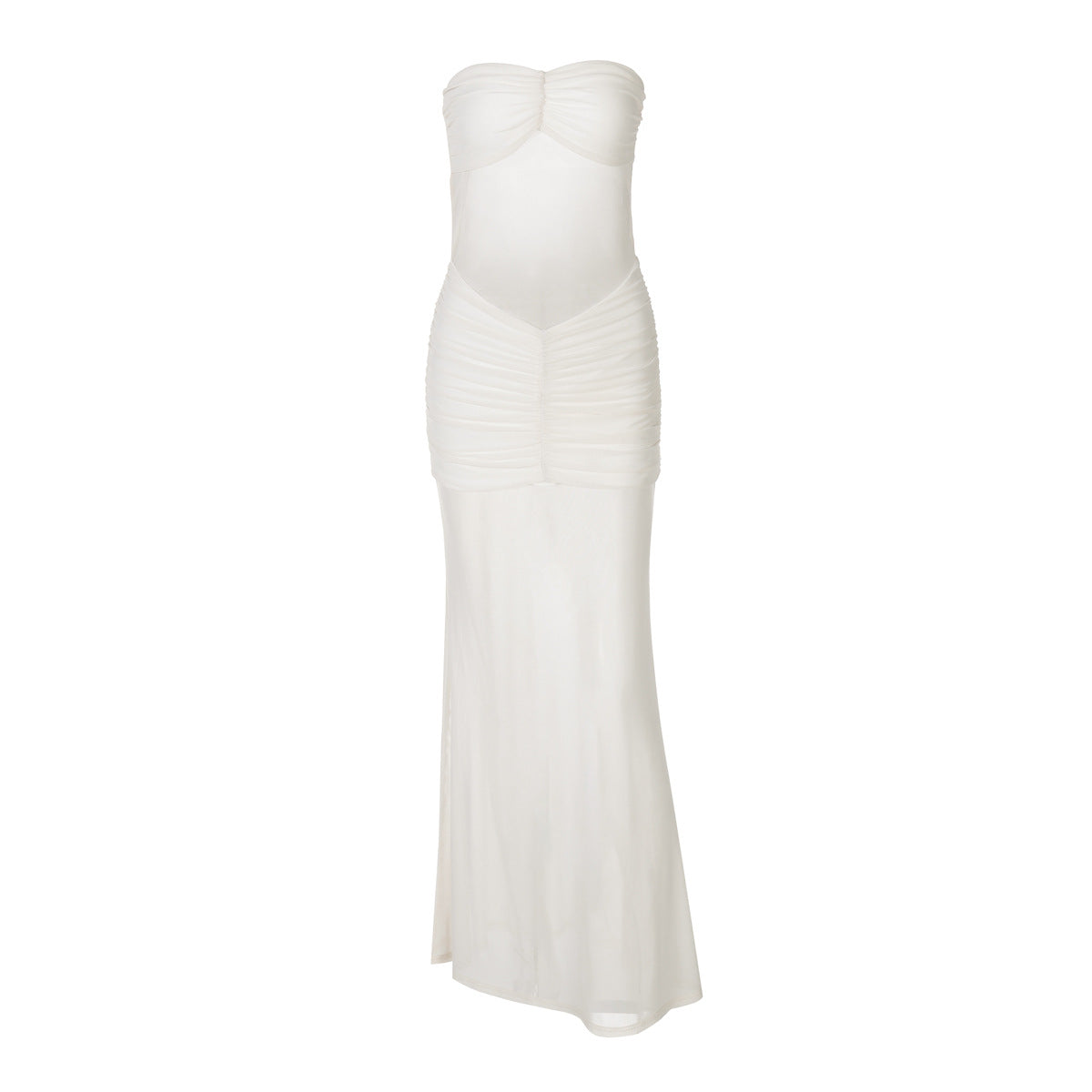 Mesh Stitching Dress Summer Off-Neck Strapless