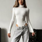 Turtleneck Knitted Long Sleeve Jumpsuit