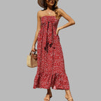 Women's Floral Smocked Tie Vacation Dress