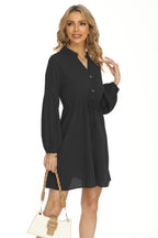 Women's Button-Front V-Neck Mini Dress