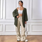 Women Coat Clothing Simple Casual Cardigan Autumn Winter Solid Color Sweater Coat