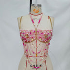 Women's Pink Crystal Chain Body Jewelry