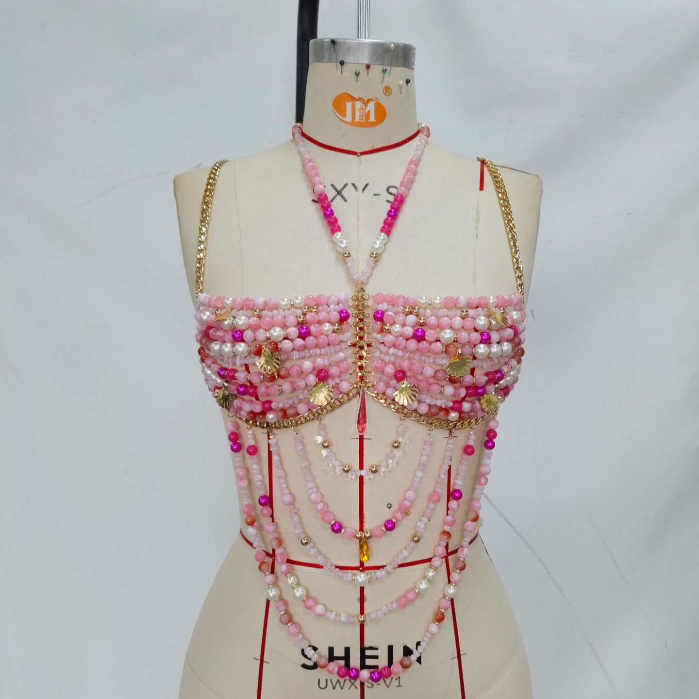 Women's Pink Crystal Chain Body Jewelry