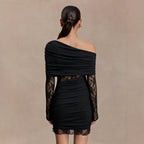 Women's Lace Patchwork One-Shoulder Mini Dress
