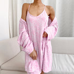 Women's Pink Floral Knitted Nightdress