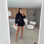 Women's Lace Hollowed Long Sleeve Top