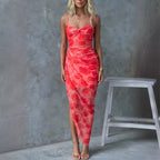 Women's Floral Suspender Split Dress