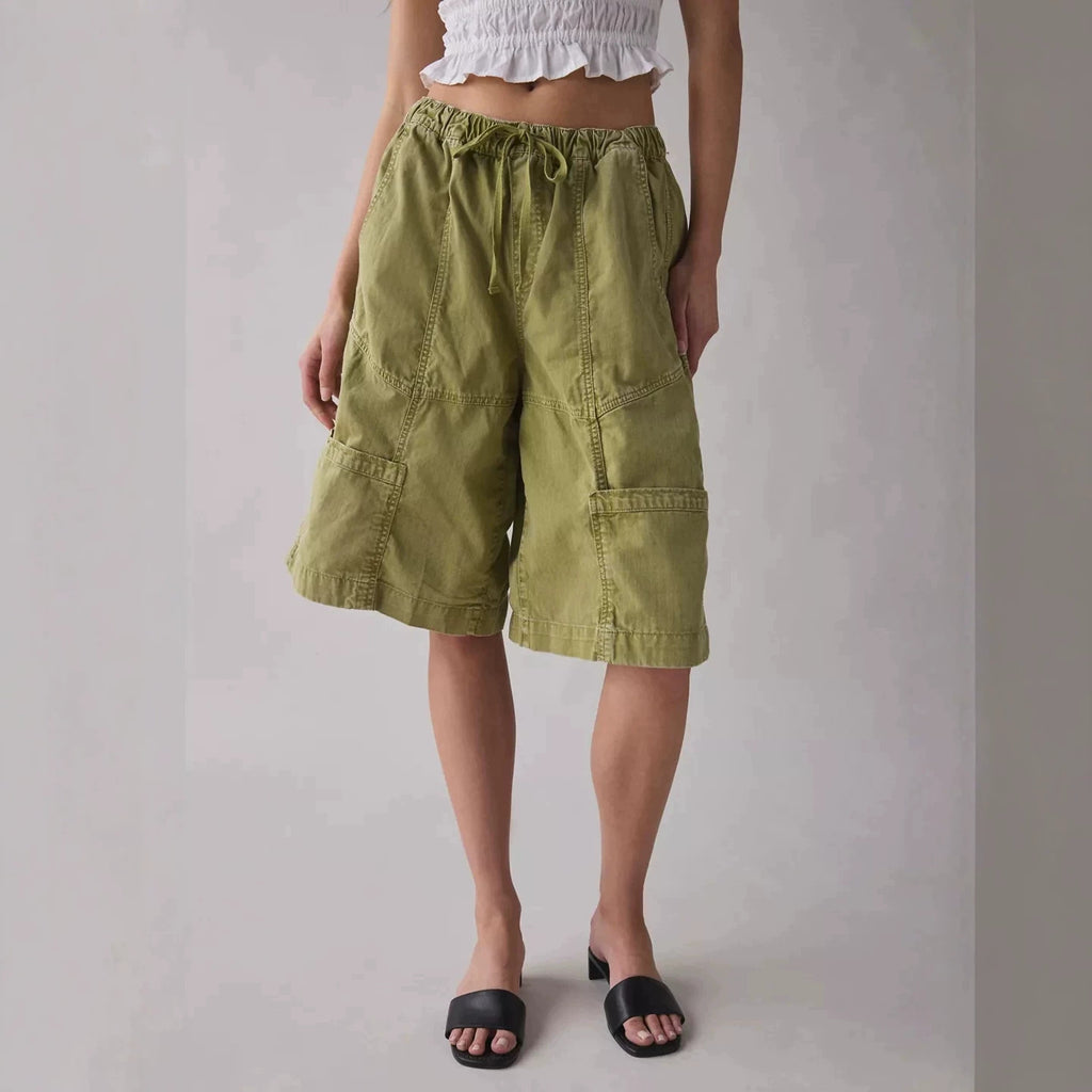 Sports Tighten Rope Workwear with Pocket Women Denim Shorts