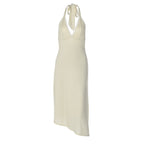 Women's Backless Deep-V Lace-Up Halter Dress