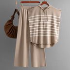 Summer Hooded Sleeveless Vest Loose Casual Striped Two-Piece Set