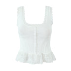 's Lace Splicing Sling Vest Pure Waist Lace Short Top