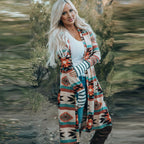 Women's Medium Length Coat In Camouflage Print