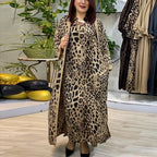 Leopard-Print Dress & Shawl Two-Piece Set
