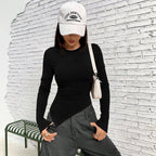 Women's Asymmetric Hem Long-Sleeve Top