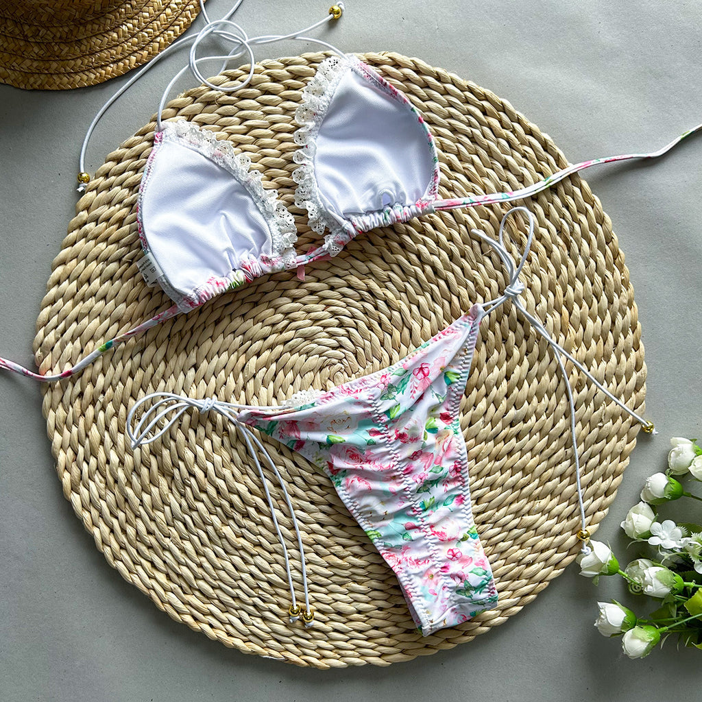 Lace Printing Bikini Swimwear