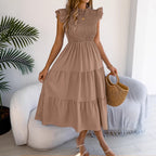 Solid-Color Smocked-Waist Maxi Dress