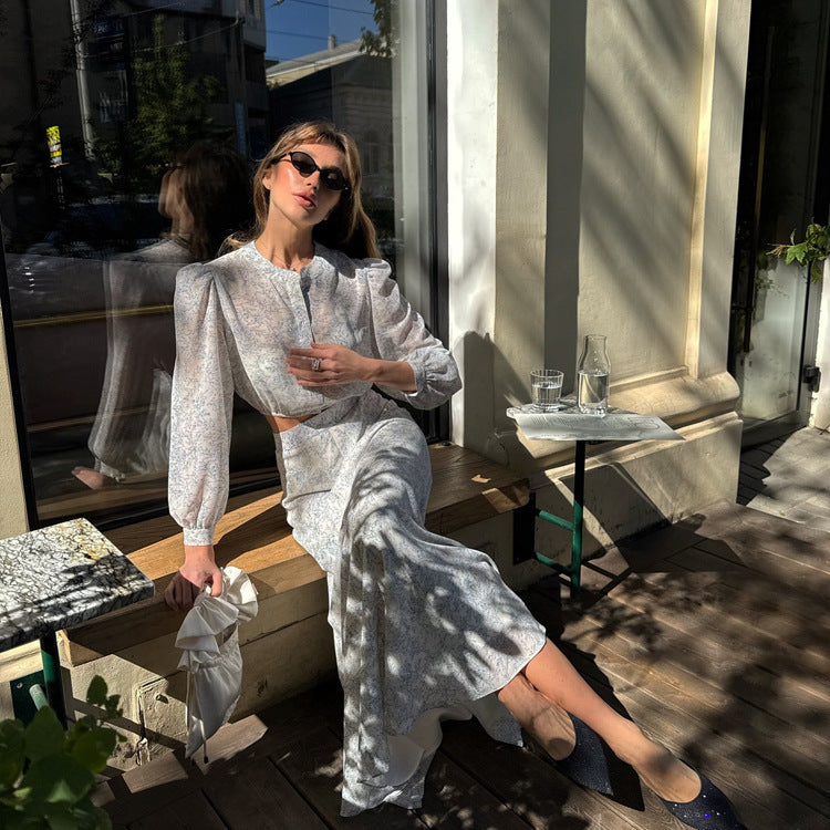 Printed Shirt & Long Skirt Set