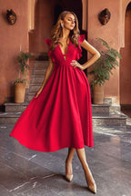 Women's Deep V-Neck Swing Dress