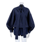 Spring Women Shirt Top Shorts Two Piece Korean Idle