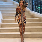Wear Short Sleeve V-Neck Slim Print Dress