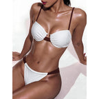 Solid Color Sexy Bikini Split Swimsuit Seaside Beach Spring Swimsuit for Women